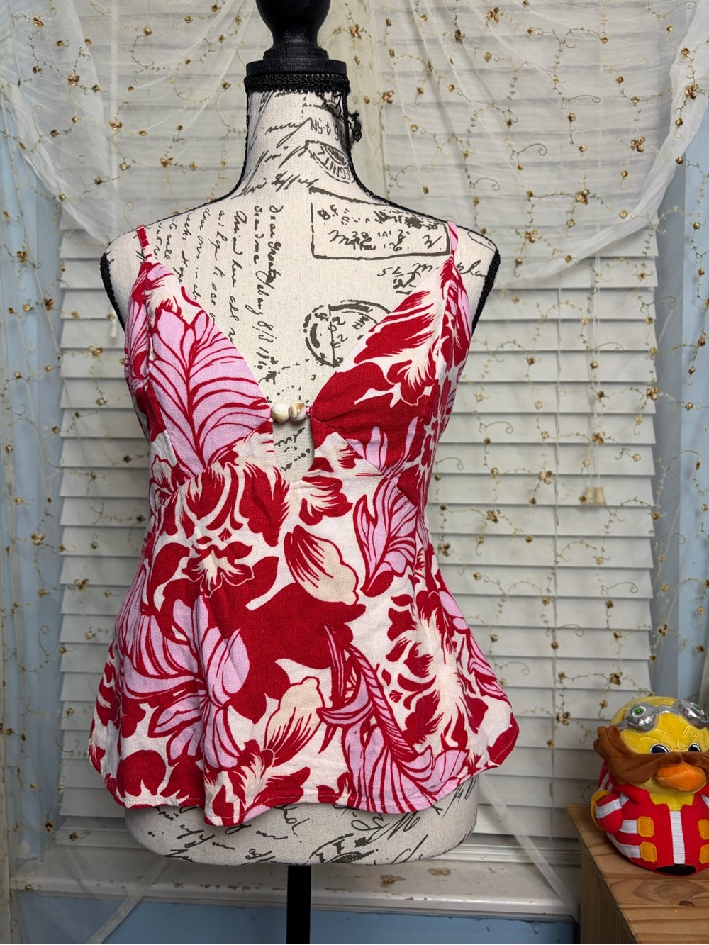 Abercrombie & Fitch Red & Pink Babydoll Style Tank Size Medium